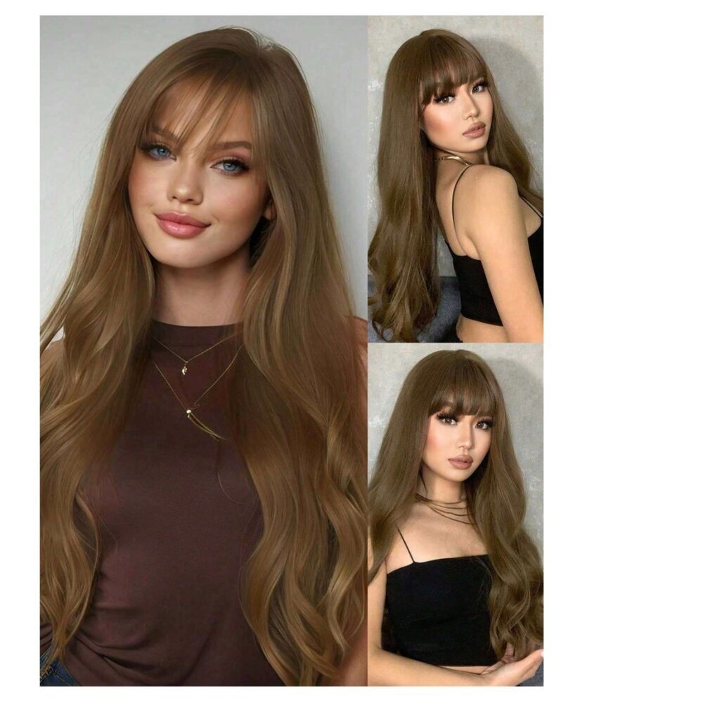 Realistic Light Brown Wig with layers and Bangs